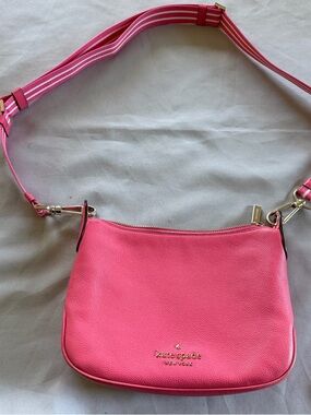 kate spade Hot Pink Pebbled Leather Crossbody with Striped Strap